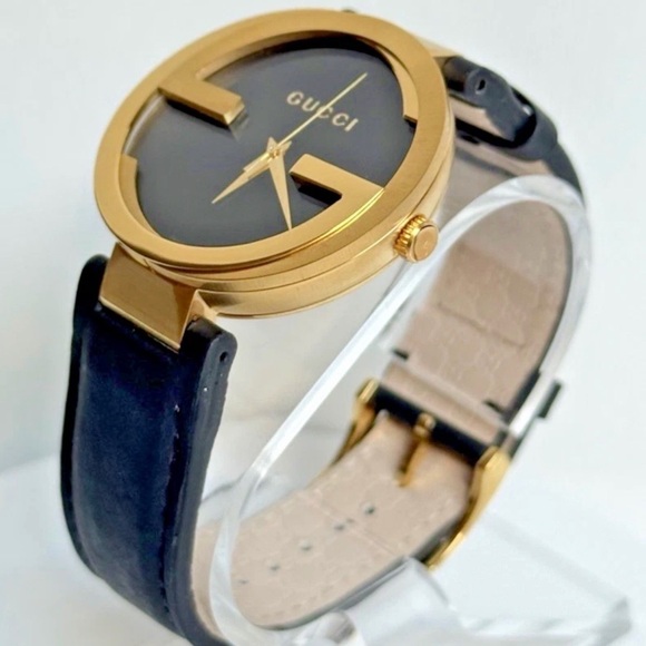 Gucci Interlocking G Gold PVD Watch - Black Dial - Authentic w/ Papers - Picture 3 of 14
